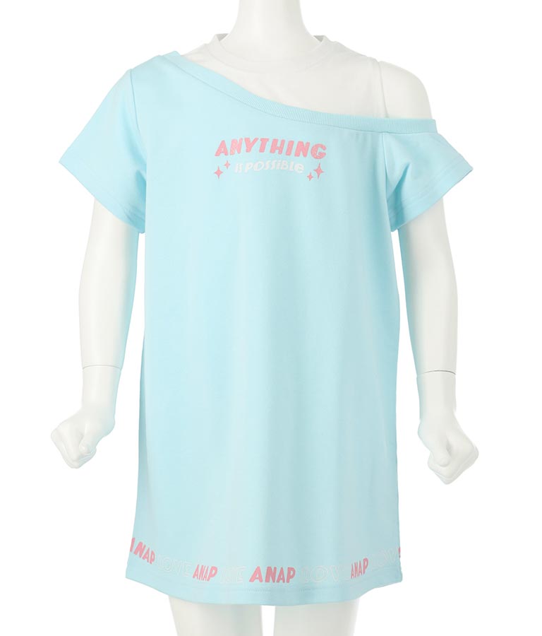 アシンメトリー オフショルダー バックジップ ワンピース 427-3278