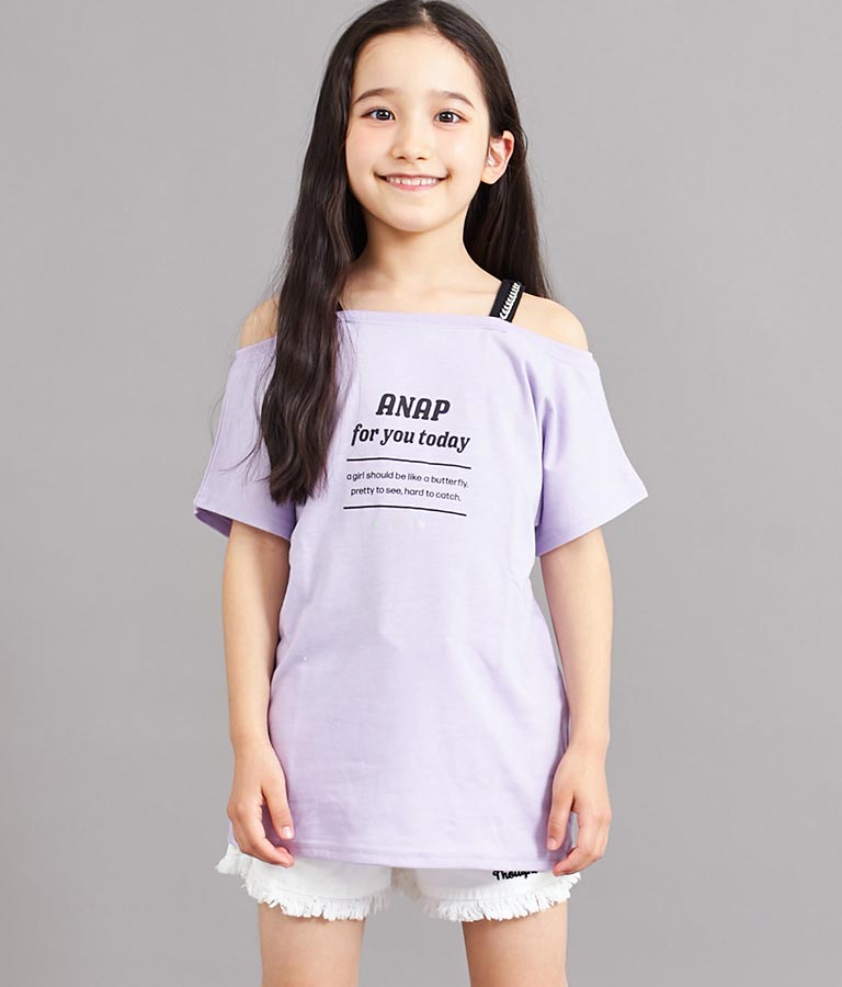 肩チェーン付 チュニック Tシャツ 423-3276
