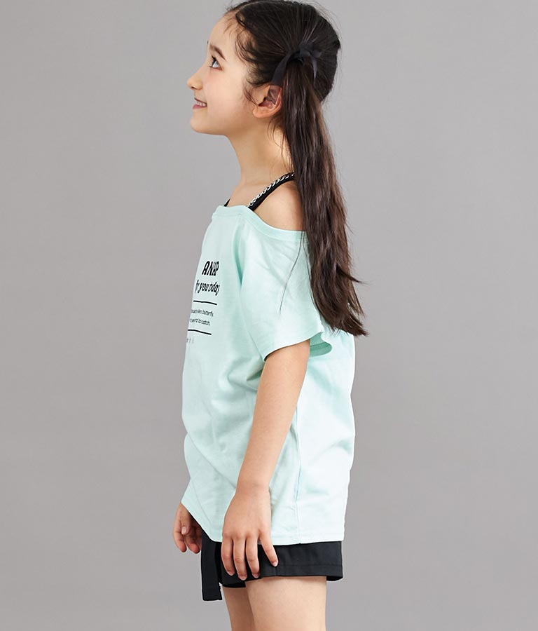 肩チェーン付 チュニック Tシャツ 423-3276