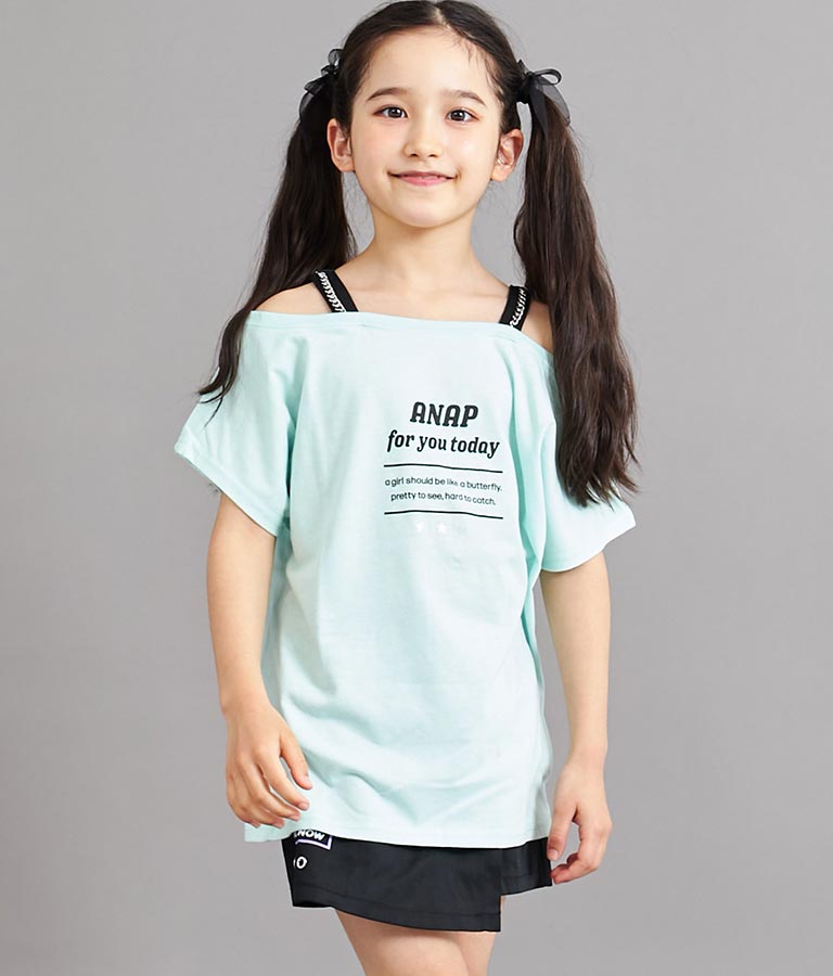肩チェーン付 チュニック Tシャツ 423-3276
