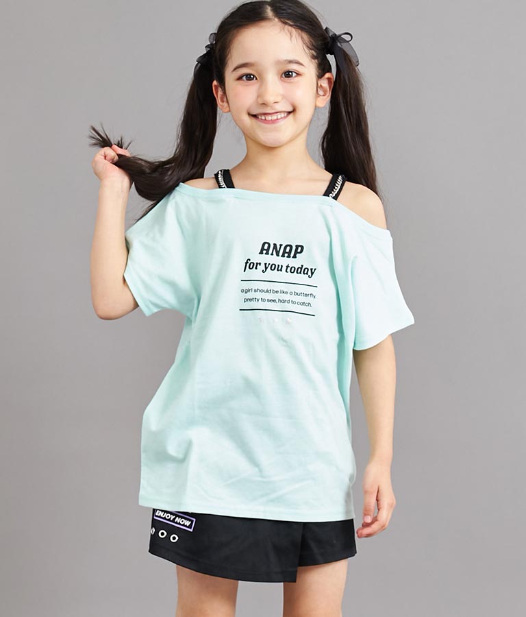 肩チェーン付 チュニック Tシャツ 423-3276