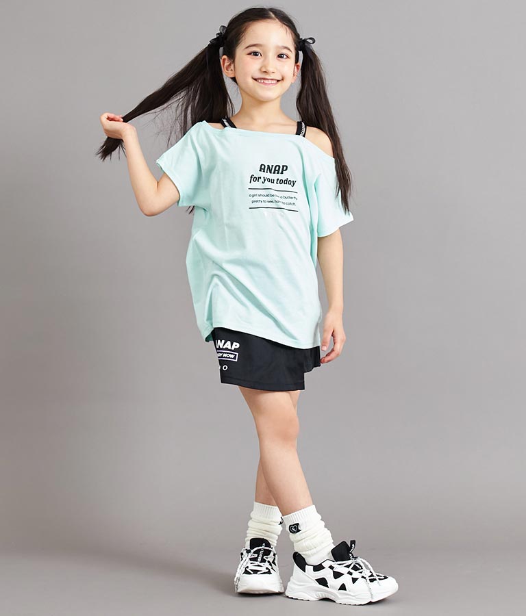 肩チェーン付 チュニック Tシャツ 423-3276