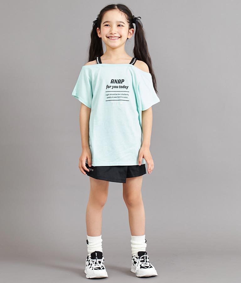 肩チェーン付 チュニック Tシャツ 423-3276