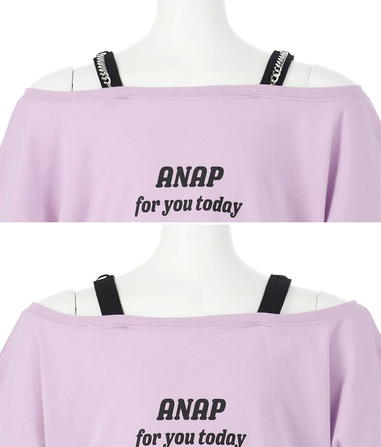 肩チェーン付 チュニック Tシャツ 423-3276