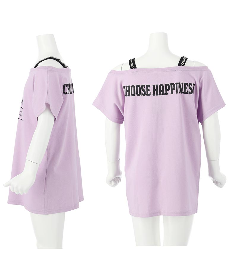 肩チェーン付 チュニック Tシャツ 423-3276