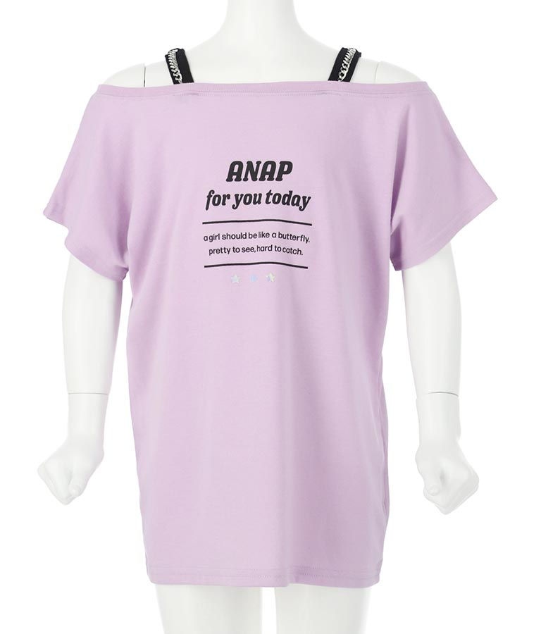 肩チェーン付 チュニック Tシャツ 423-3276