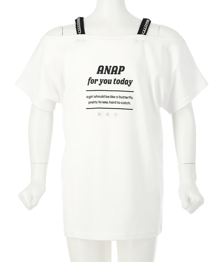 肩チェーン付 チュニック Tシャツ 423-3276