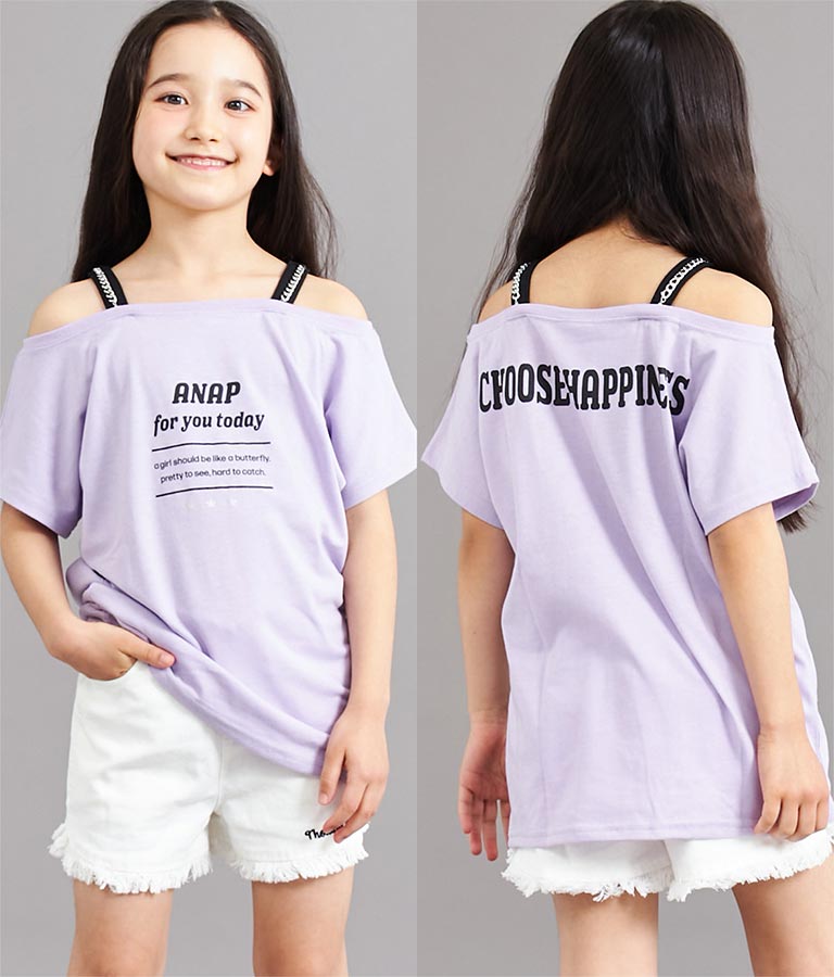 肩チェーン付 チュニック Tシャツ 423-3276