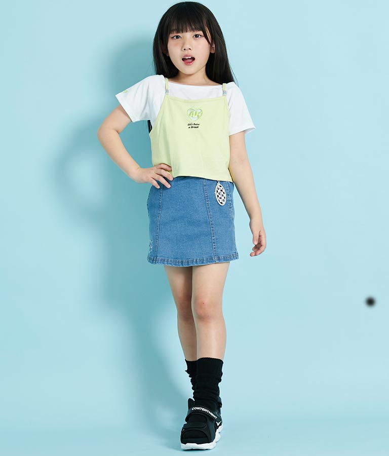 ハート あき ビーズ付 キャミソール + Tシャツ セット