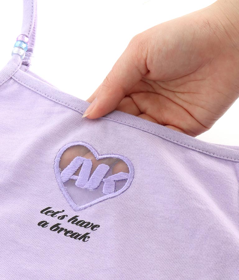 ハート あき ビーズ付 キャミソール + Tシャツ セット 428-3279