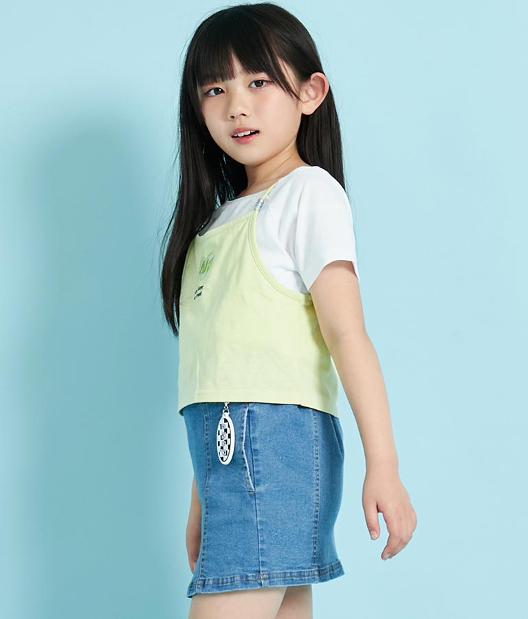 ハート あき ビーズ付 キャミソール + Tシャツ セット 428-3279