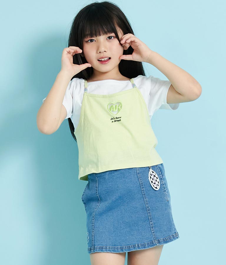 ハート あき ビーズ付 キャミソール + Tシャツ セット 428-3279