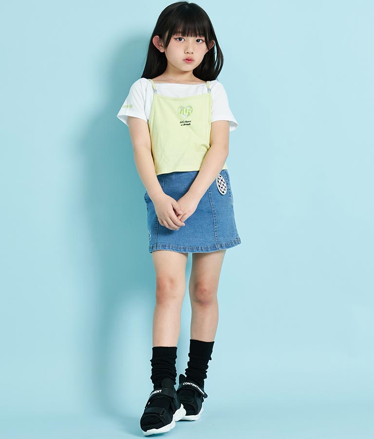 ハート あき ビーズ付 キャミソール + Tシャツ セット 428-3279