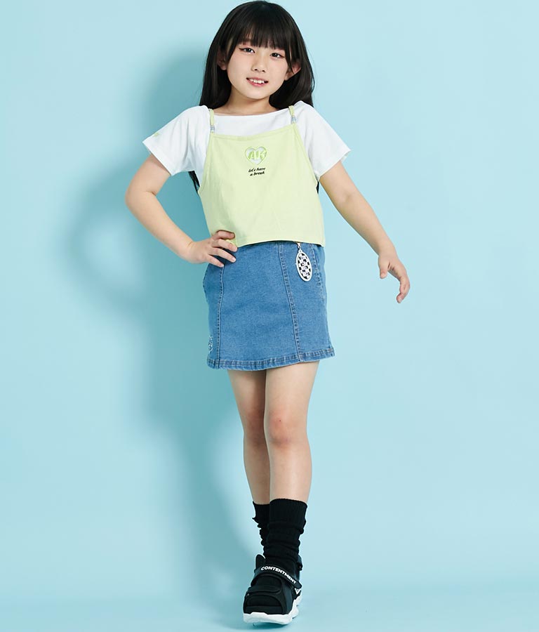 ハート あき ビーズ付 キャミソール + Tシャツ セット 428-3279