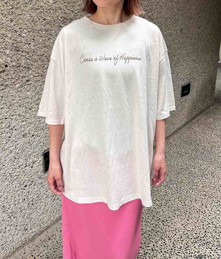 メッセージ プリント ビッグ Tシャツ 853-5854