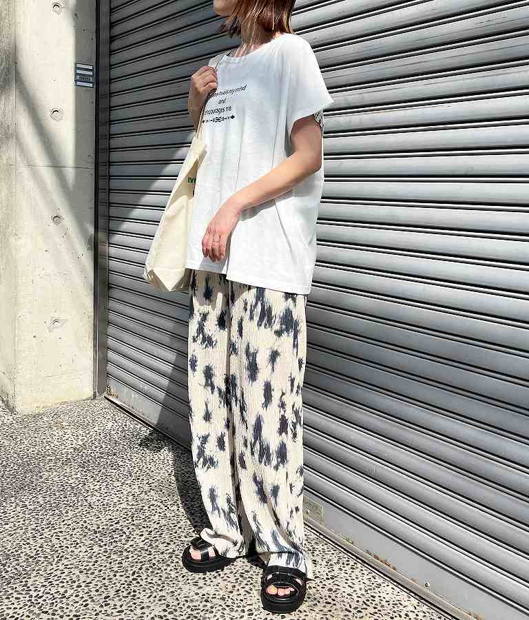 バック オルテガ メッセージ プリント ドルマン Tシャツ 853-5865