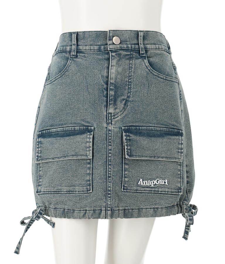 サイド ドロスト リボン カーゴ スカート 911-7477