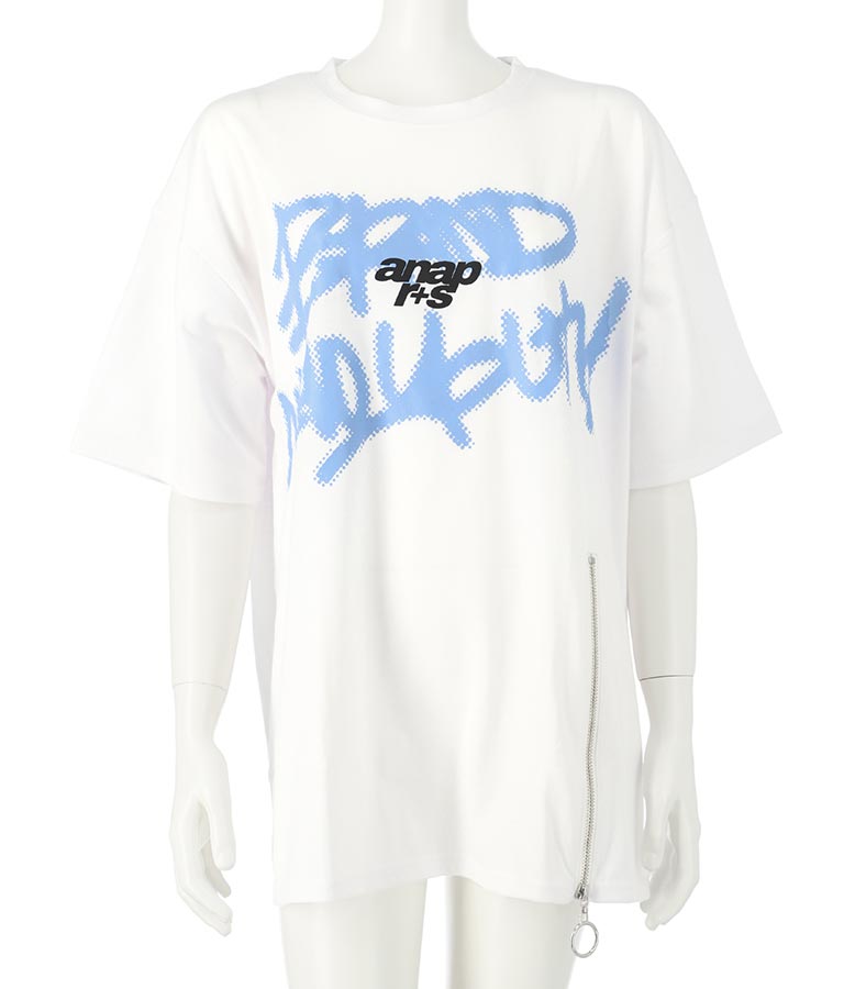 ANAP R+S【リラスポ】グラフィティー ロゴ 前 ZIP オーバー Tシャツ (ユニセックス アイテム、吸水速乾加工) 913-7489