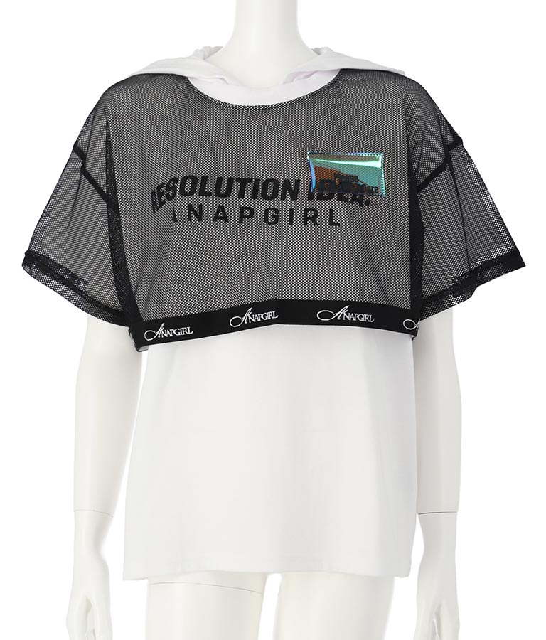 メッシュ フェイク レイヤード フーディ 913-7490