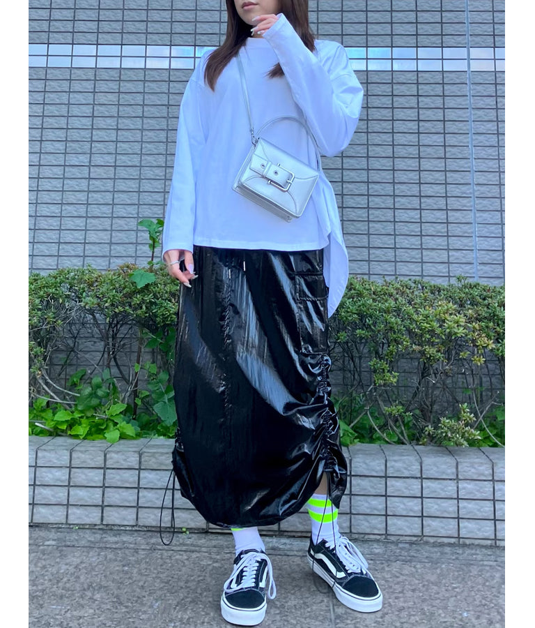 タック 裾ラウンド ロング Tシャツ 153-5579