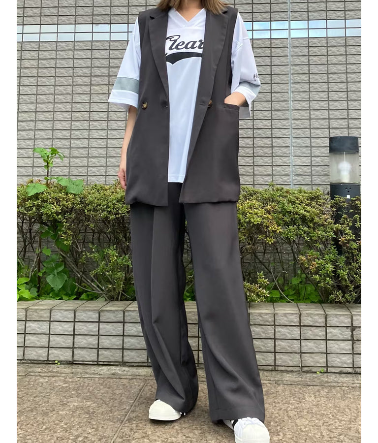 ウエスト ゴム スラックス パンツ 【セットアップ着用可】 152-5572