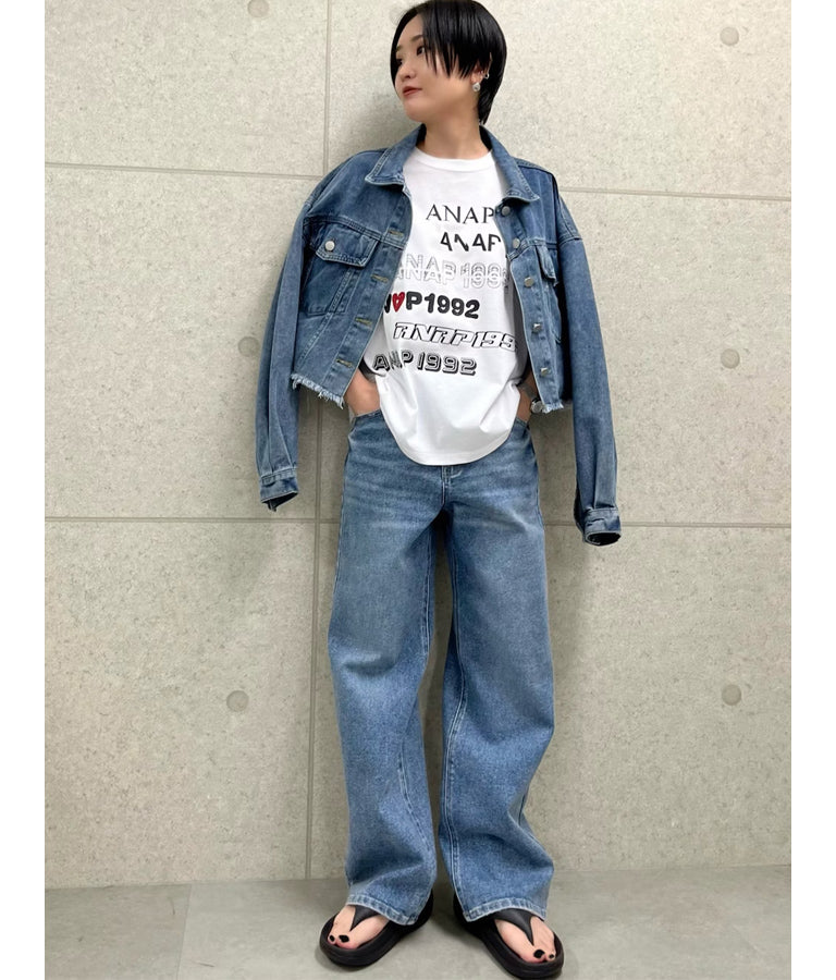 3つボタン ストレッチ ストレート デニム パンツ 792-9117