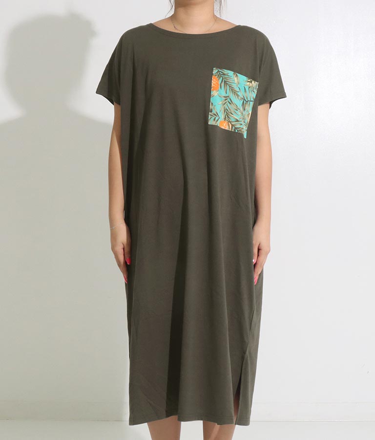 パイナップル ポケット ユッタリ マキシ ロング ワンピース 857-5853