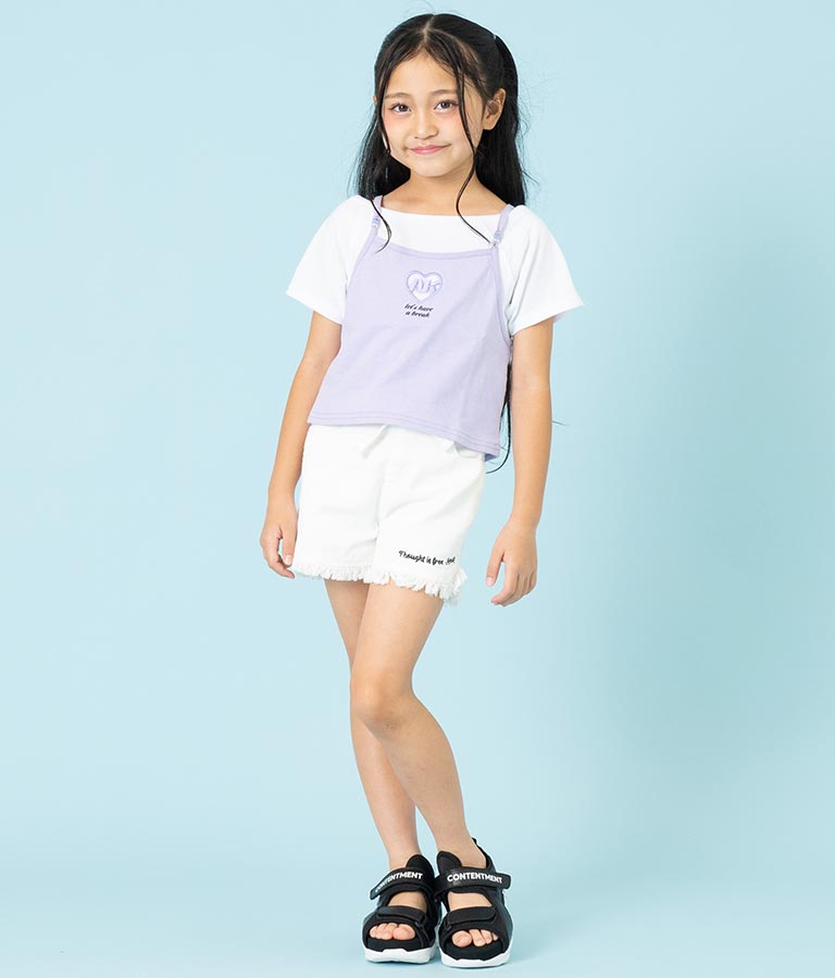ハート あき ビーズ付 キャミソール + Tシャツ セット 428-3279
