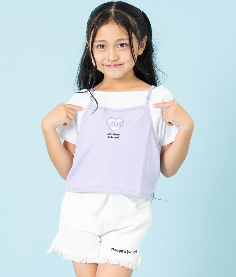 ハート あき ビーズ付 キャミソール + Tシャツ セット 428-3279