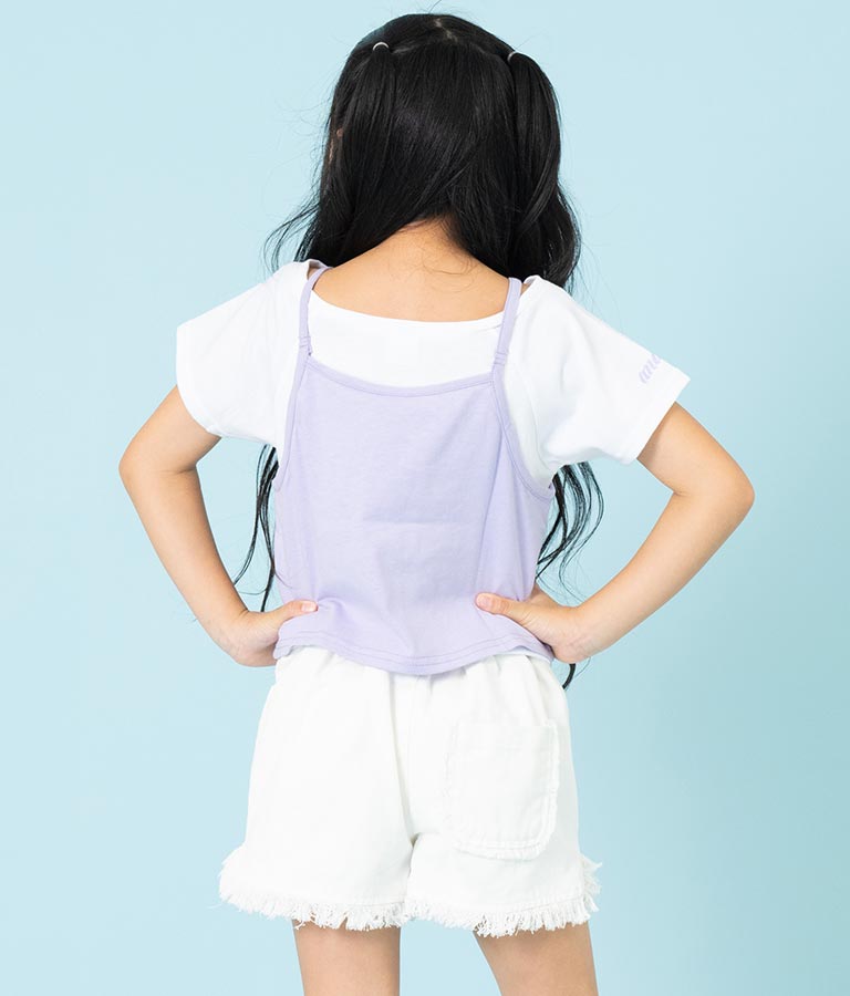 ハート あき ビーズ付 キャミソール + Tシャツ セット 428-3279
