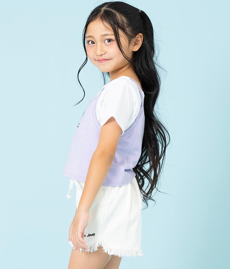 ハート あき ビーズ付 キャミソール + Tシャツ セット 428-3279
