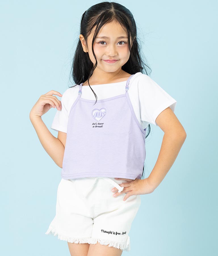 ハート あき ビーズ付 キャミソール + Tシャツ セット 428-3279