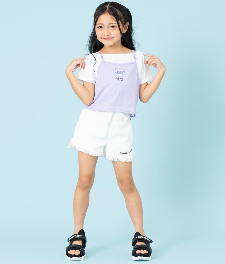 ハート あき ビーズ付 キャミソール + Tシャツ セット 428-3279