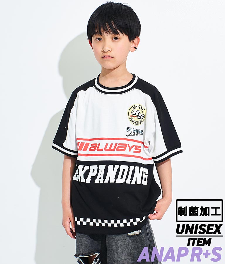 ANAP R+S【リラスポ】バイカー プリント風 Tシャツ ( ユニセックス アイテム、吸水速乾加工) 913-7515