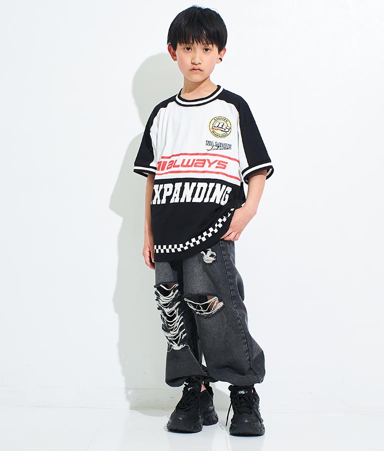 ANAP R+S【リラスポ】バイカー プリント風 Tシャツ ( ユニセックス アイテム、吸水速乾加工) 913-7515
