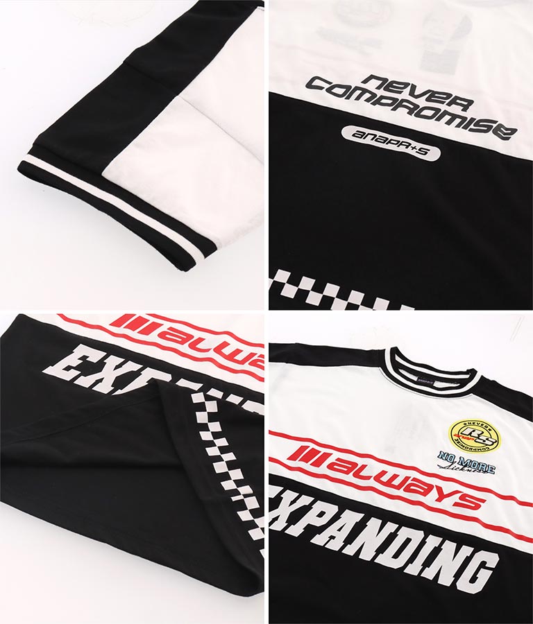 ANAP R+S【リラスポ】バイカー プリント風 Tシャツ ( ユニセックス アイテム、吸水速乾加工) 913-7515