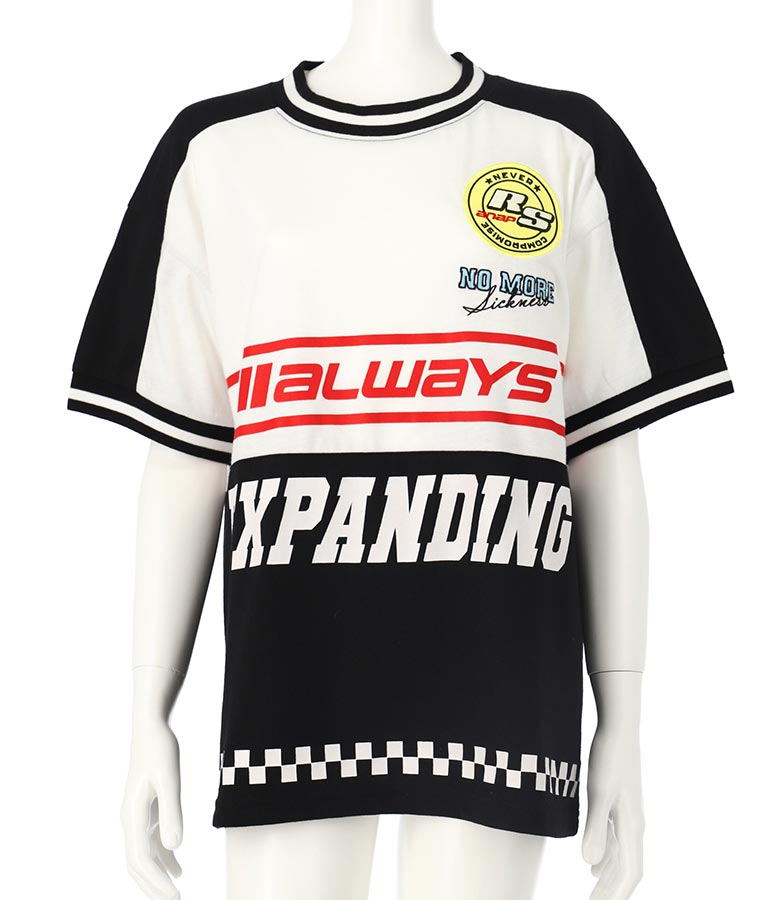 ANAP R+S【リラスポ】バイカー プリント風 Tシャツ ( ユニセックス アイテム、吸水速乾加工) 913-7515