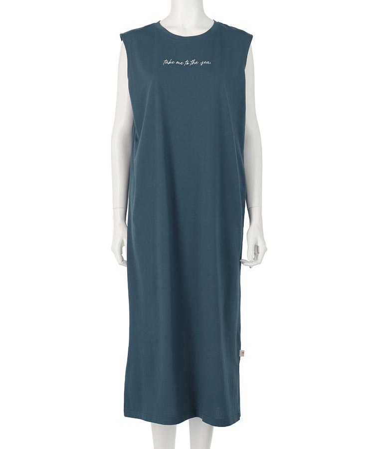 メッセージ 刺繍 ノースリーブ マキシ ワンピース 857-5871