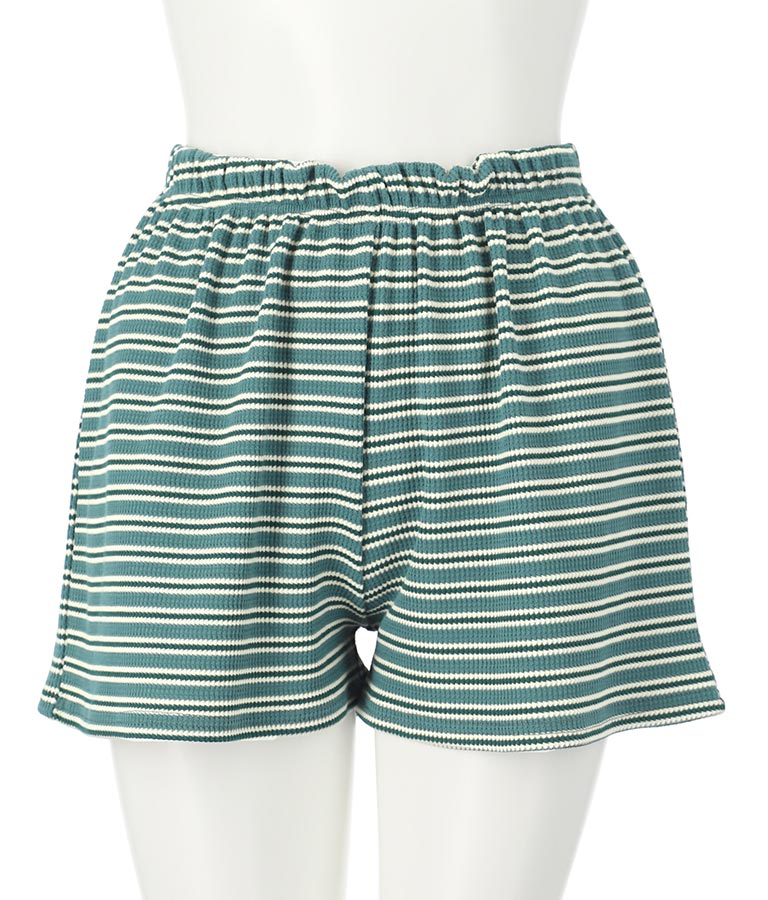 ワッフル ボーダー ソフト フレア ショートパンツ 852-5889