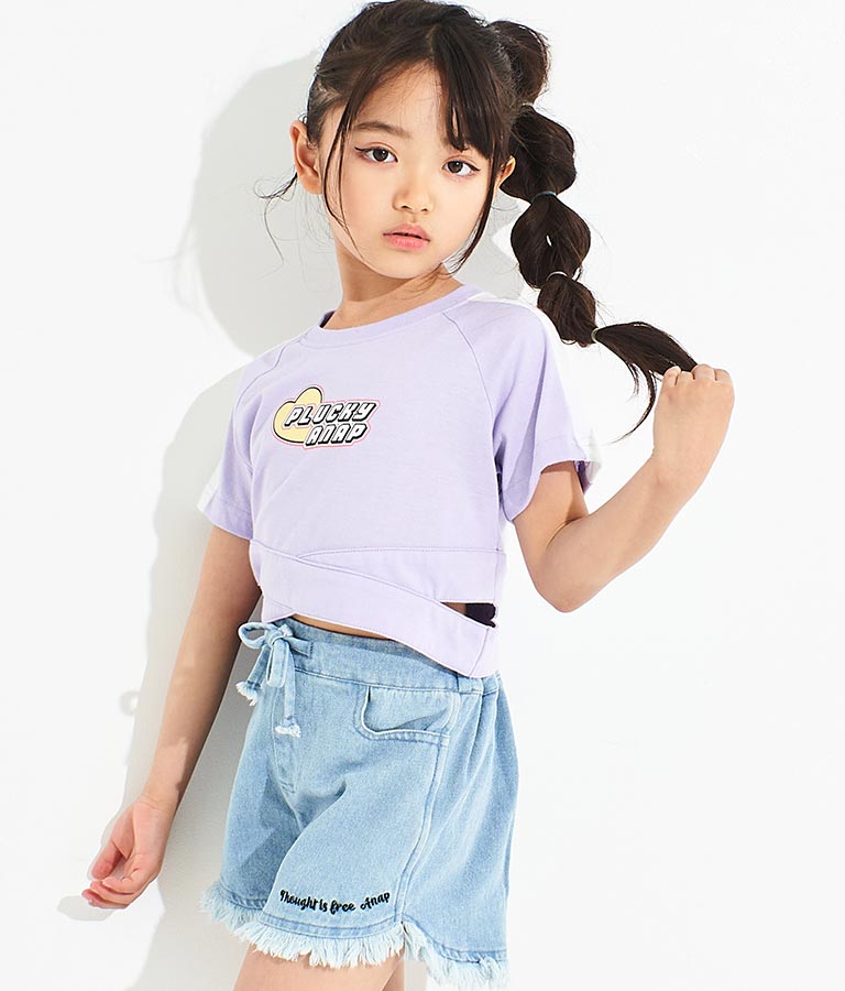 ウエストクロス クロップド トップス Tシャツ 423-3304