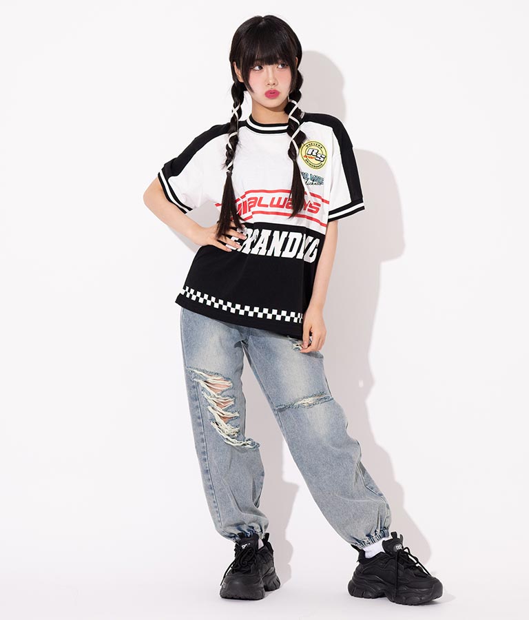ANAP R+S【リラスポ】バイカー プリント風 Tシャツ ( ユニセックス アイテム、吸水速乾加工) 913-7515