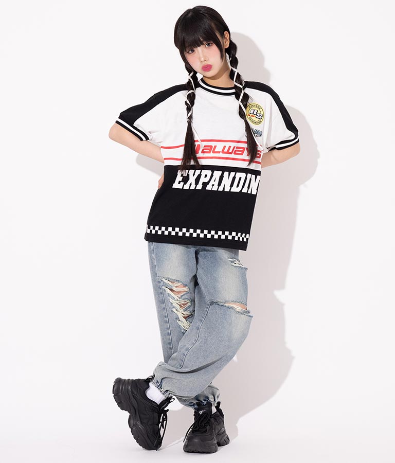 ANAP R+S【リラスポ】バイカー プリント風 Tシャツ ( ユニセックス アイテム、吸水速乾加工) 913-7515