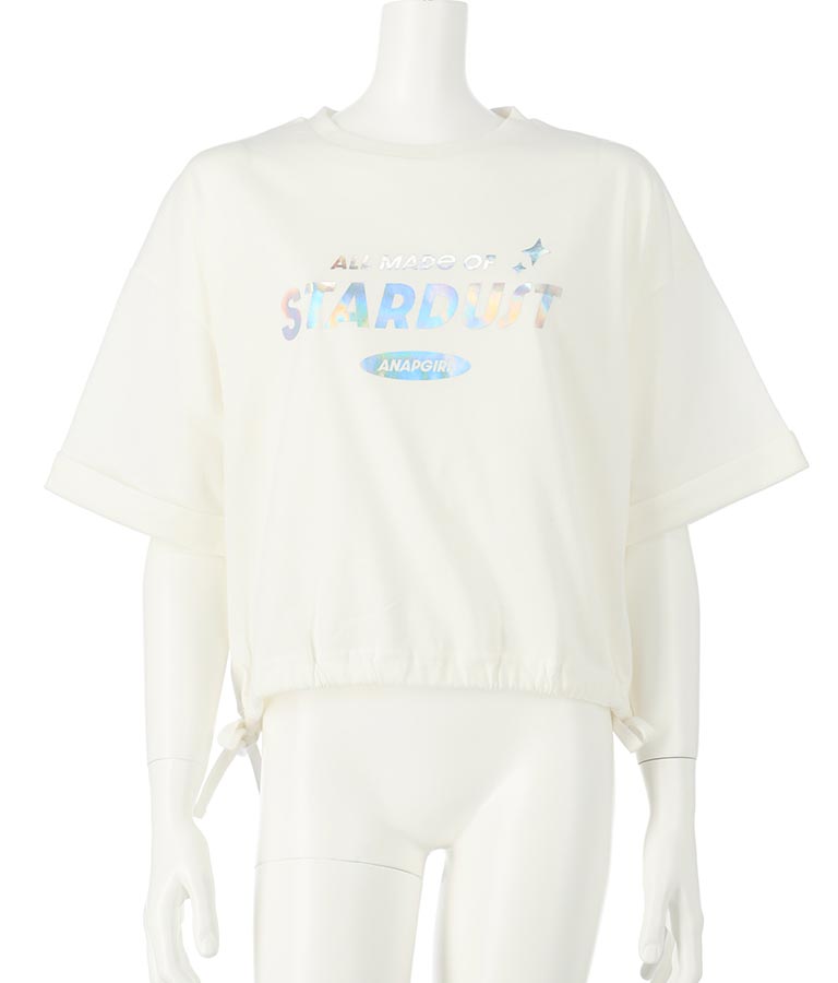 サイド リボン ホログラム プリント Tシャツ 913-7371