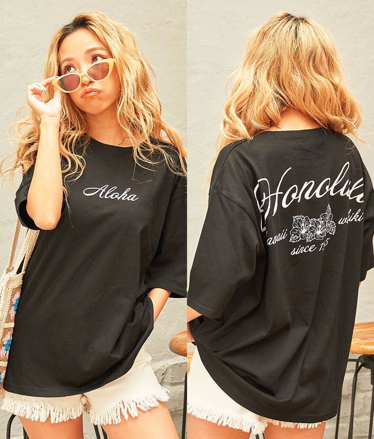 ALOHA HONOLULU プリント ビッグ Tシャツ 853-5860