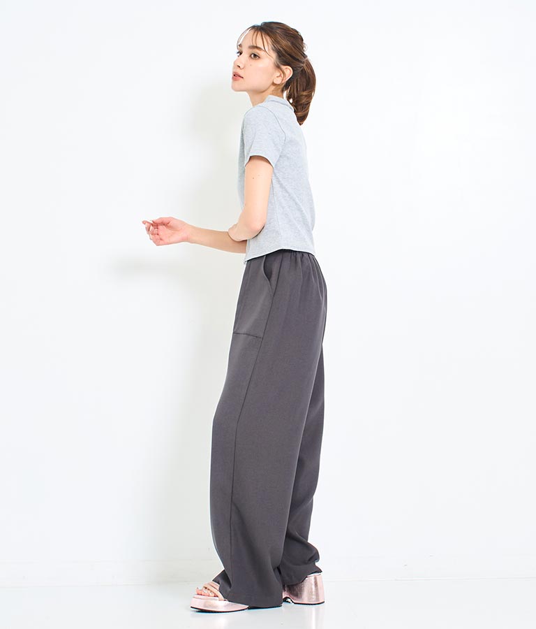 ウエスト ゴム スラックス パンツ 【セットアップ着用可】 152-5572