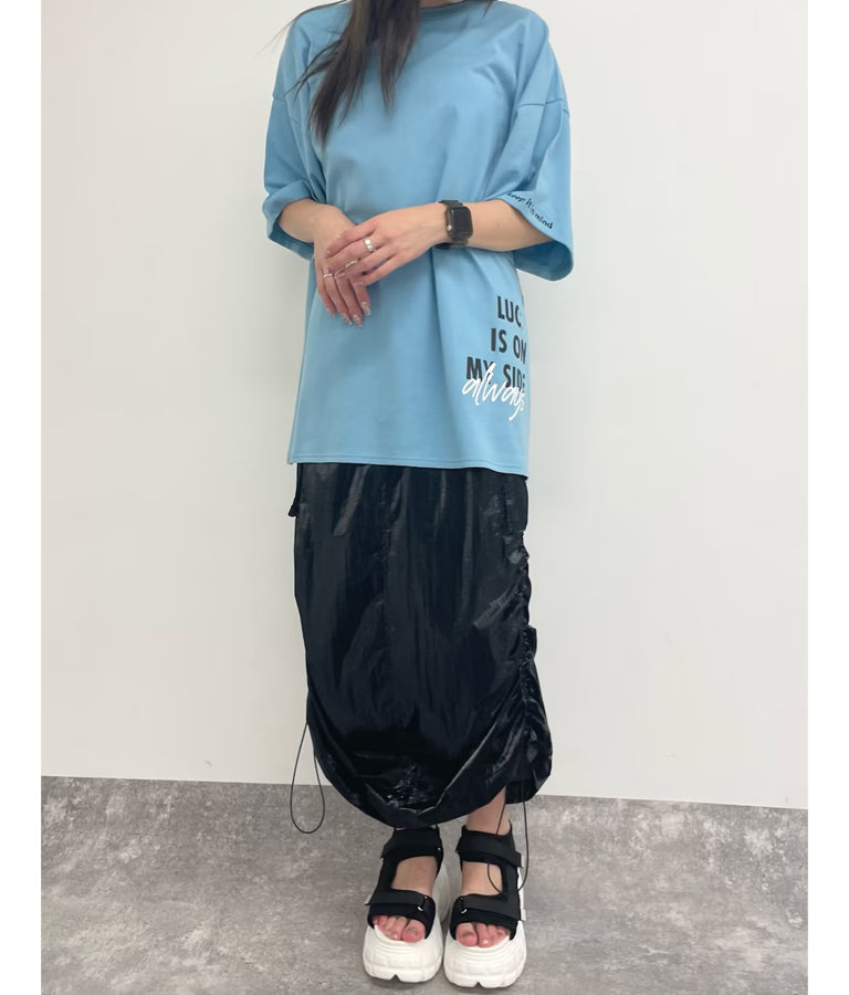 袖ロールアップ プリント ビッグ Tシャツ 【親子お揃い】 793-9123