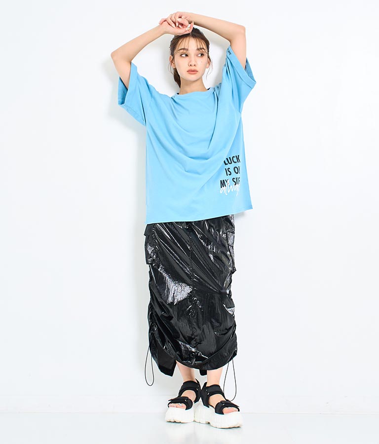 袖ロールアップ プリント ビッグ Tシャツ 【親子お揃い】 793-9123