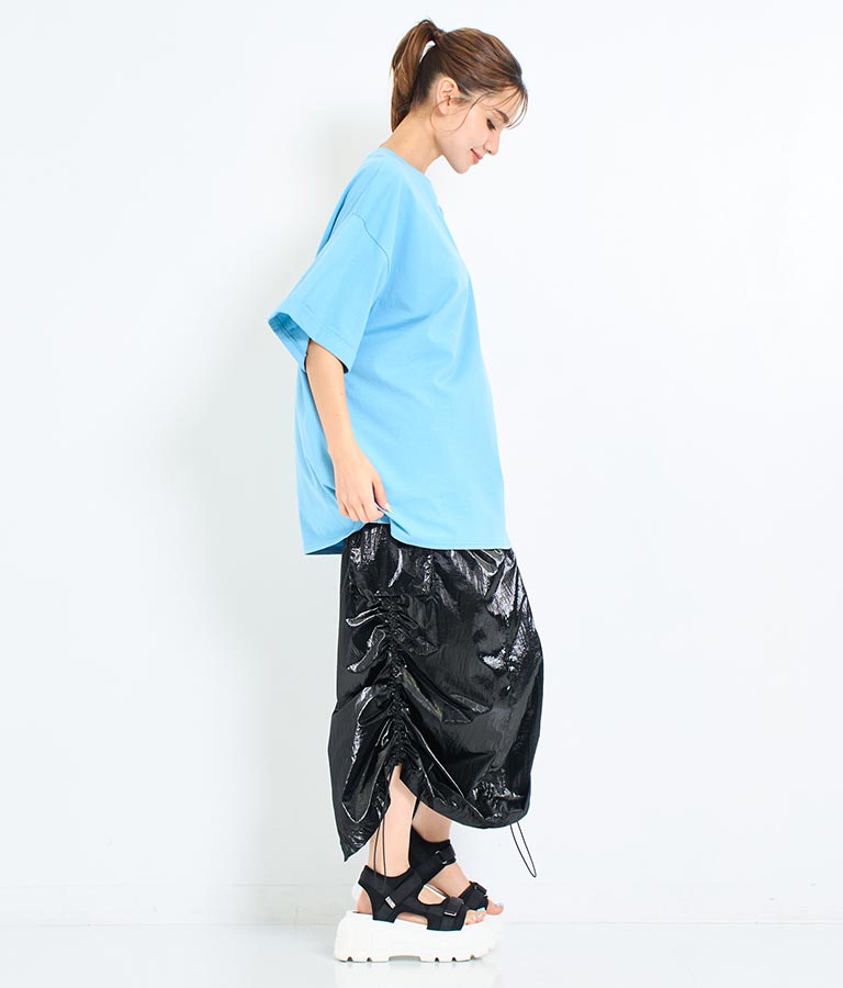 袖ロールアップ プリント ビッグ Tシャツ 【親子お揃い】 793-9123