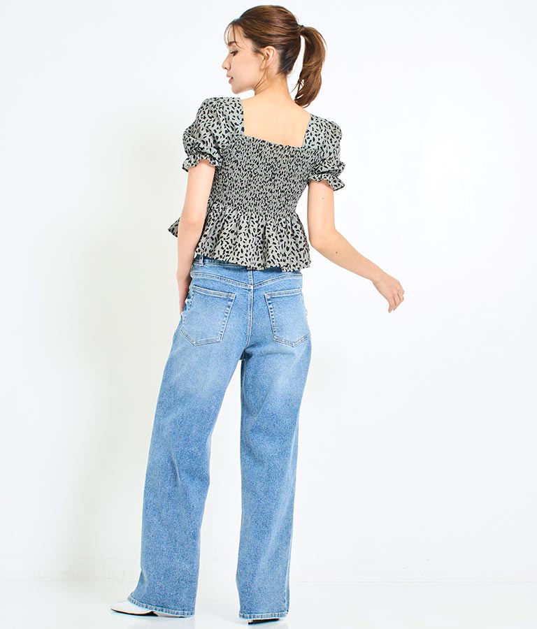 3つボタン ストレッチ ストレート デニム パンツ 792-9117