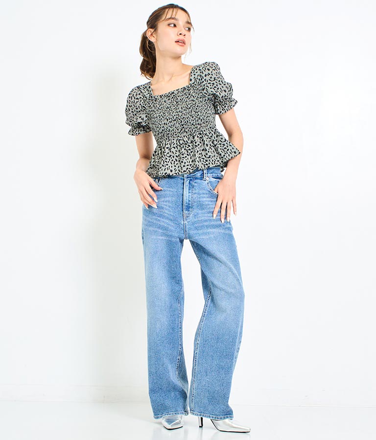 3つボタン ストレッチ ストレート デニム パンツ 792-9117